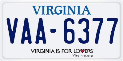 VA license plate VAA6377