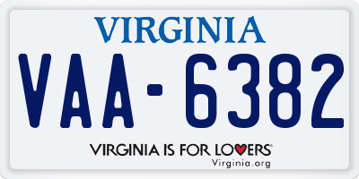 VA license plate VAA6382