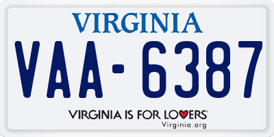 VA license plate VAA6387