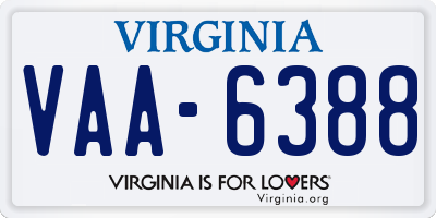 VA license plate VAA6388