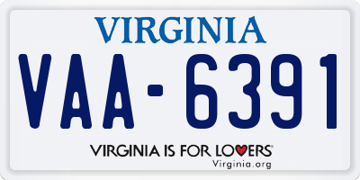 VA license plate VAA6391