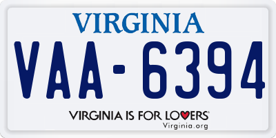 VA license plate VAA6394