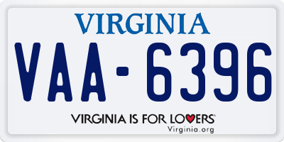 VA license plate VAA6396