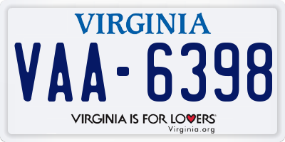 VA license plate VAA6398