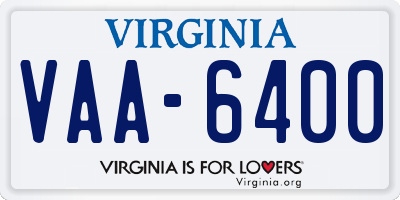 VA license plate VAA6400