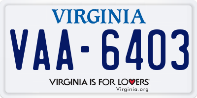 VA license plate VAA6403