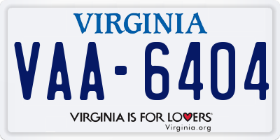 VA license plate VAA6404