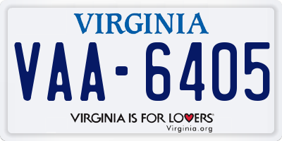 VA license plate VAA6405