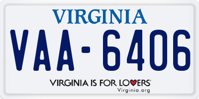 VA license plate VAA6406