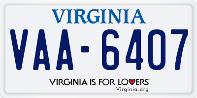 VA license plate VAA6407