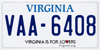 VA license plate VAA6408