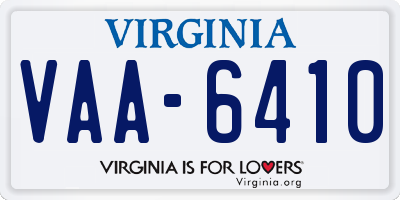 VA license plate VAA6410