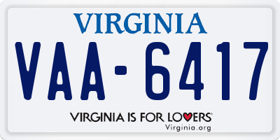 VA license plate VAA6417