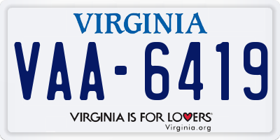 VA license plate VAA6419