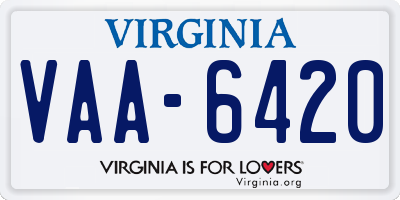 VA license plate VAA6420