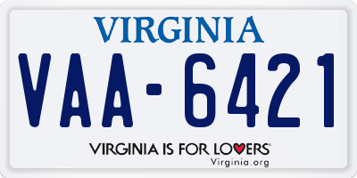 VA license plate VAA6421