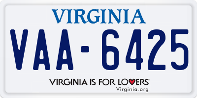 VA license plate VAA6425