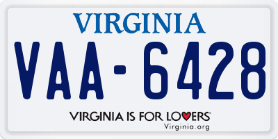 VA license plate VAA6428