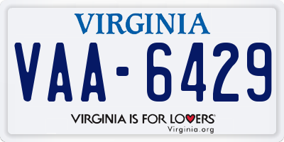 VA license plate VAA6429