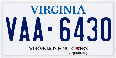 VA license plate VAA6430