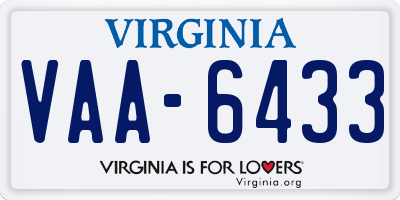 VA license plate VAA6433