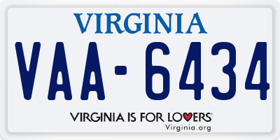 VA license plate VAA6434