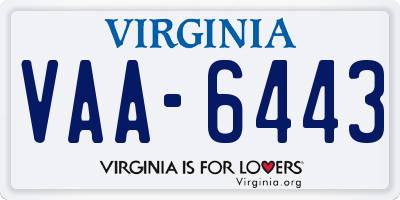 VA license plate VAA6443