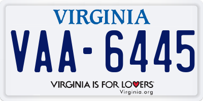 VA license plate VAA6445