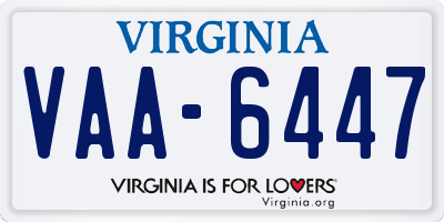 VA license plate VAA6447