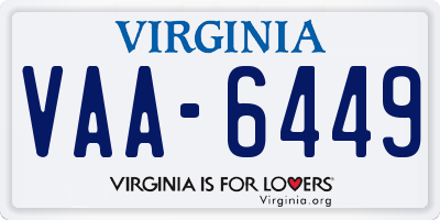 VA license plate VAA6449