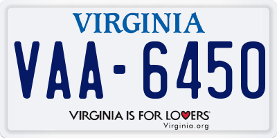 VA license plate VAA6450