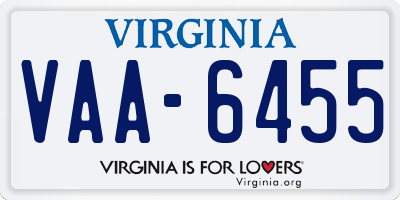 VA license plate VAA6455