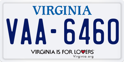 VA license plate VAA6460