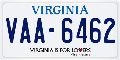 VA license plate VAA6462