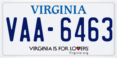 VA license plate VAA6463