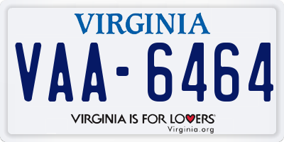 VA license plate VAA6464