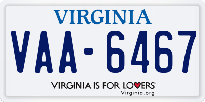 VA license plate VAA6467