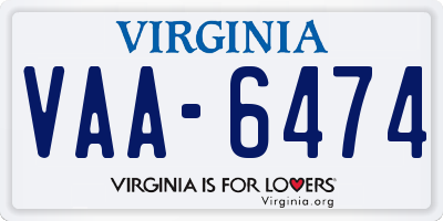 VA license plate VAA6474