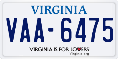 VA license plate VAA6475