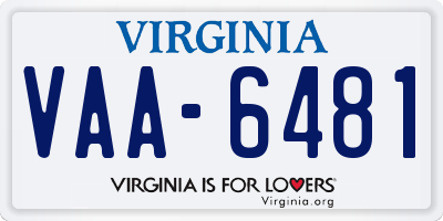 VA license plate VAA6481