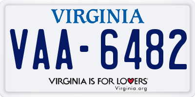 VA license plate VAA6482
