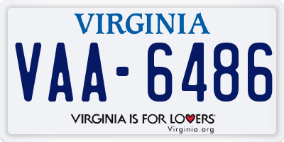 VA license plate VAA6486