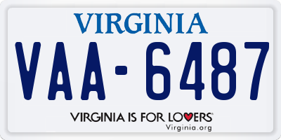 VA license plate VAA6487