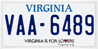 VA license plate VAA6489