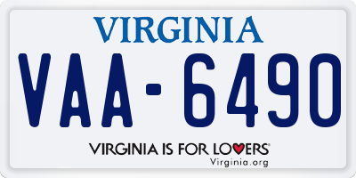 VA license plate VAA6490
