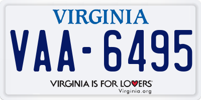 VA license plate VAA6495