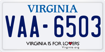 VA license plate VAA6503