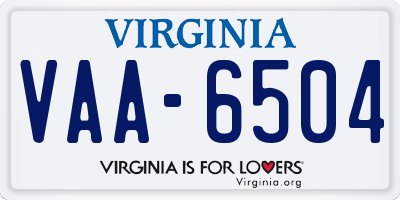 VA license plate VAA6504