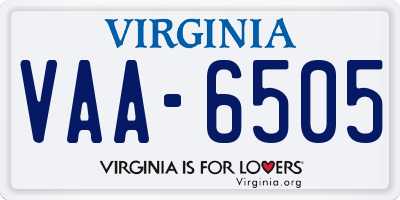 VA license plate VAA6505