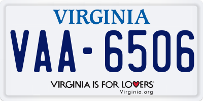 VA license plate VAA6506